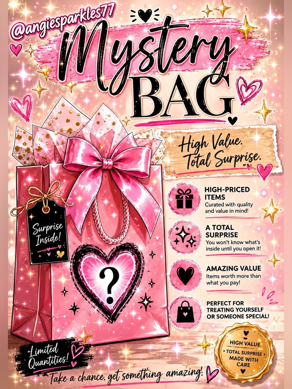Live Show Only Mystery Bag Surprise - Pink Gift Bag with Bow